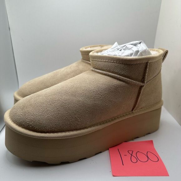 CUSHIONAIRE Women's Genuine Suede pull platform boot +Memory Foam 9.5 WIDE SAND - Picture 3 of 7